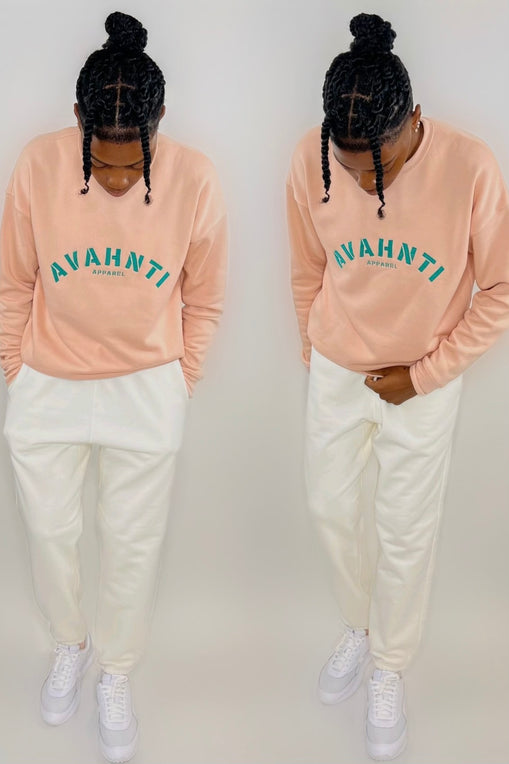 Signature UNISEX Sweatshirt | Ocean Green On Peach