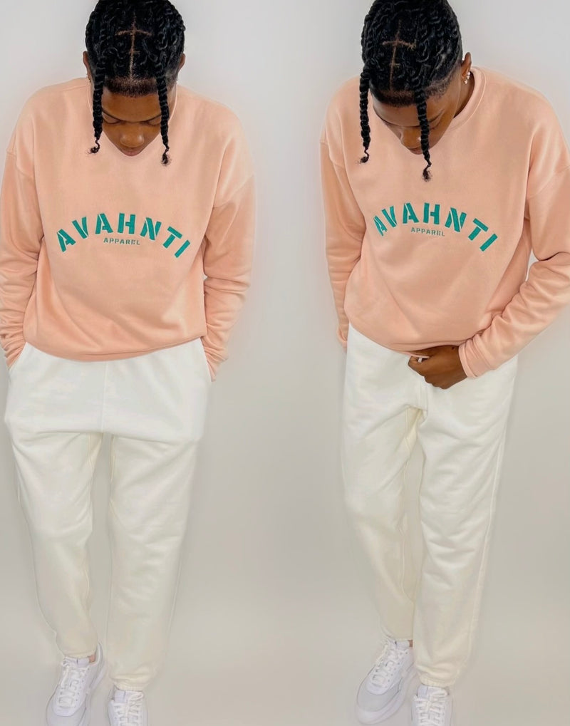 Signature UNISEX Sweatshirt | Ocean Green On Peach